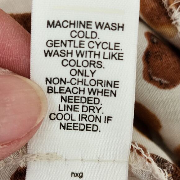 Cato Animal Print Top Tunic Lace Sleeve Ruffle Hem Button Front Lightweight LG - Picture 10 of 10